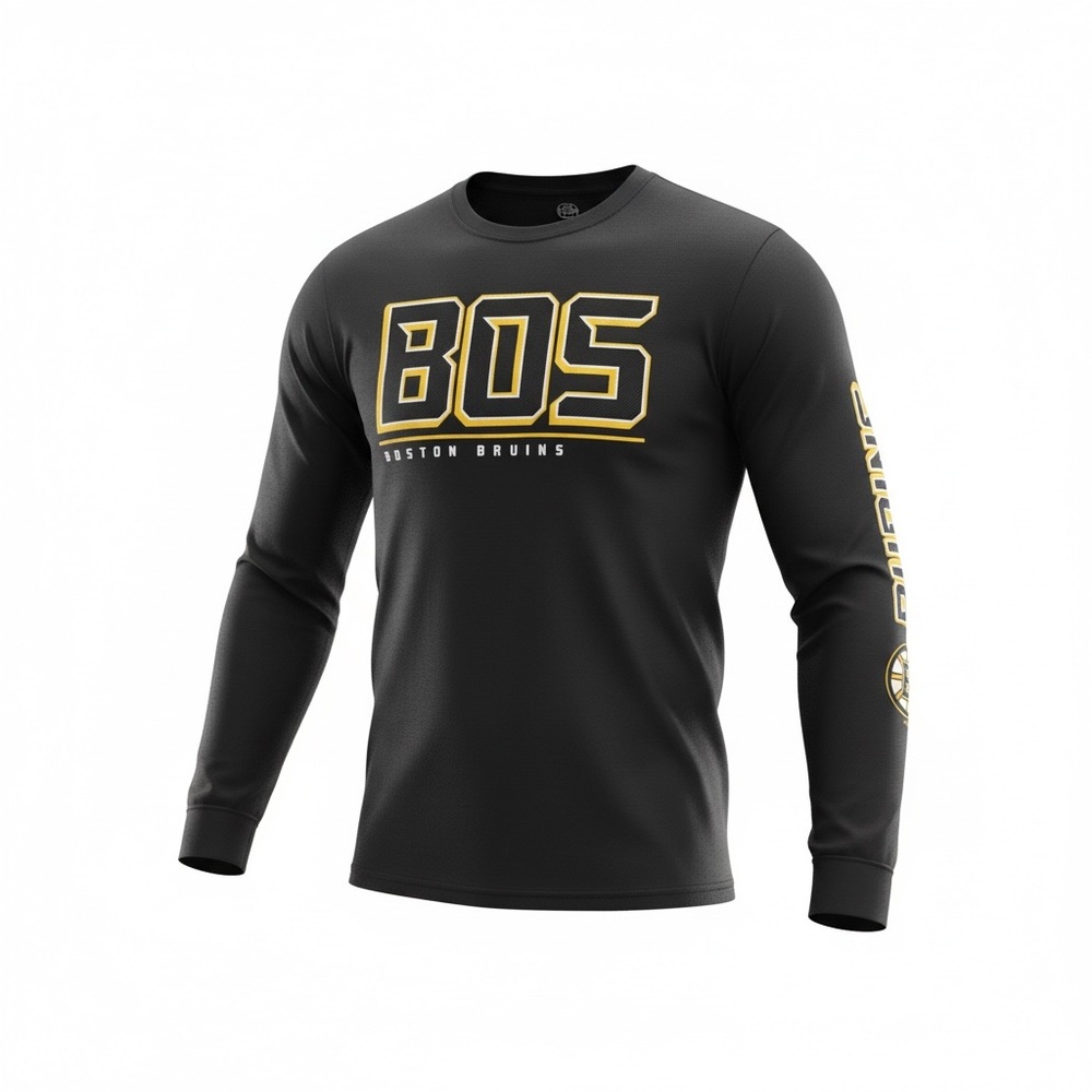 NHL Boston Bruins Black Yellow Long Sleeve Tee